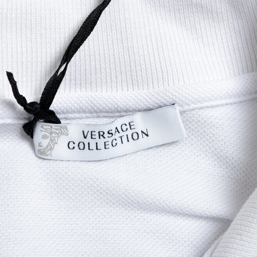 Versace Collection Men's White Logo Polo T-Shirt - Picture 4 of 5